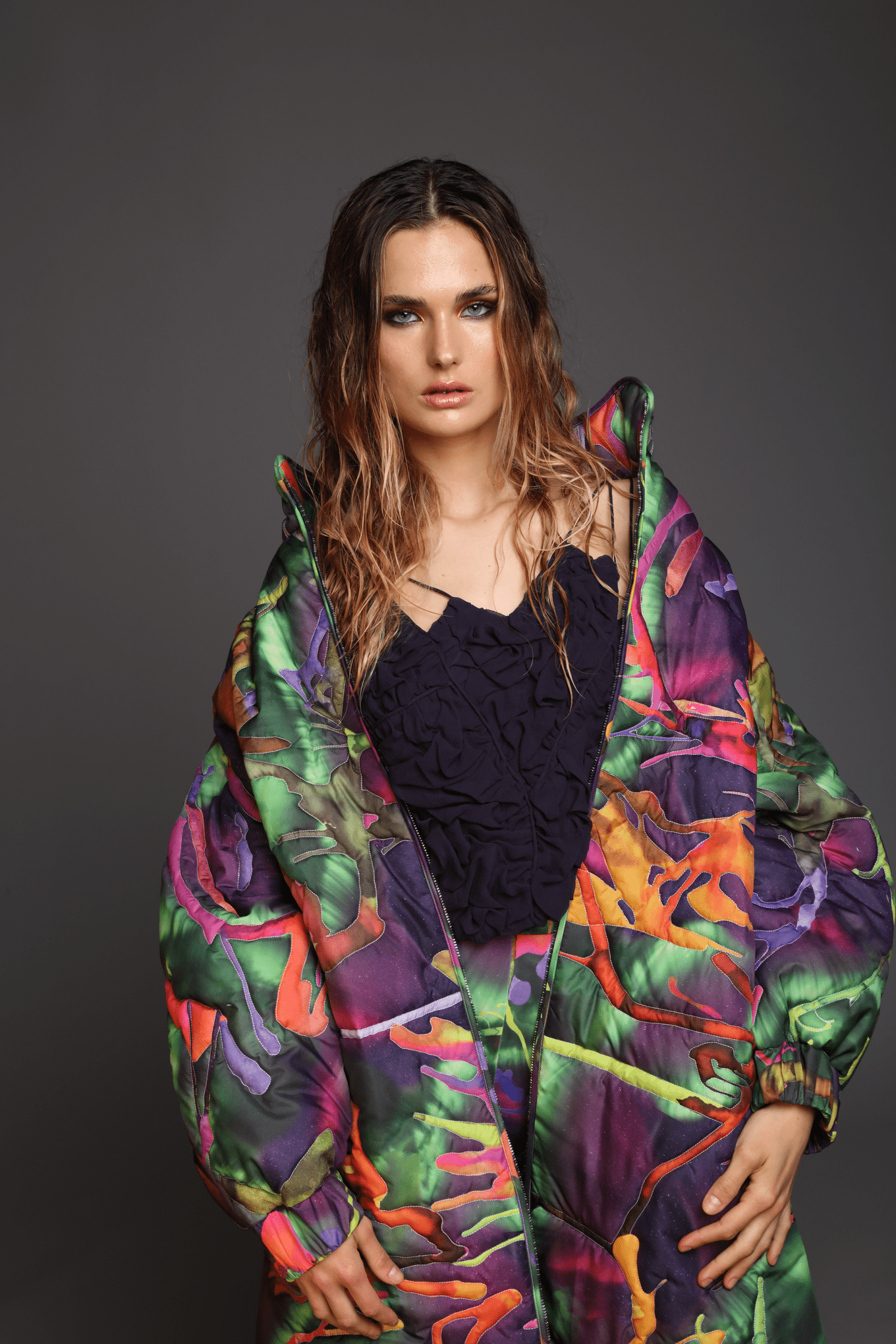 Embroidered String Coat